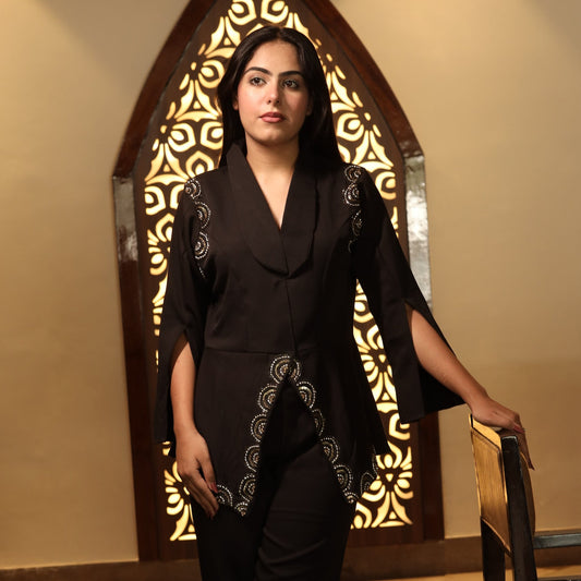 Black Western Golden Shoulder Coord Set