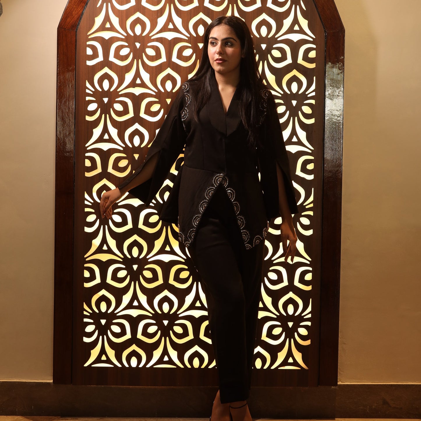 Black Western Golden Shoulder Coord Set