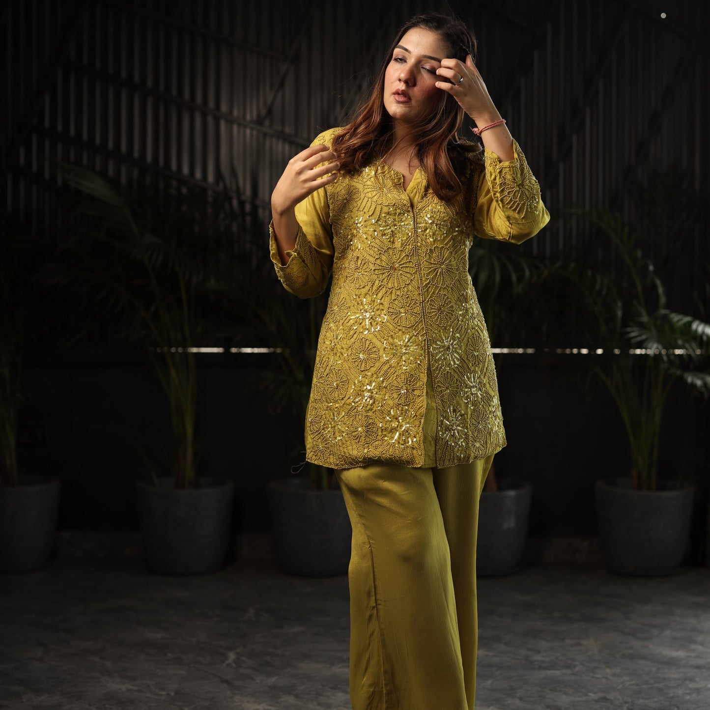 Pista Heavy Embroidery Coord Set