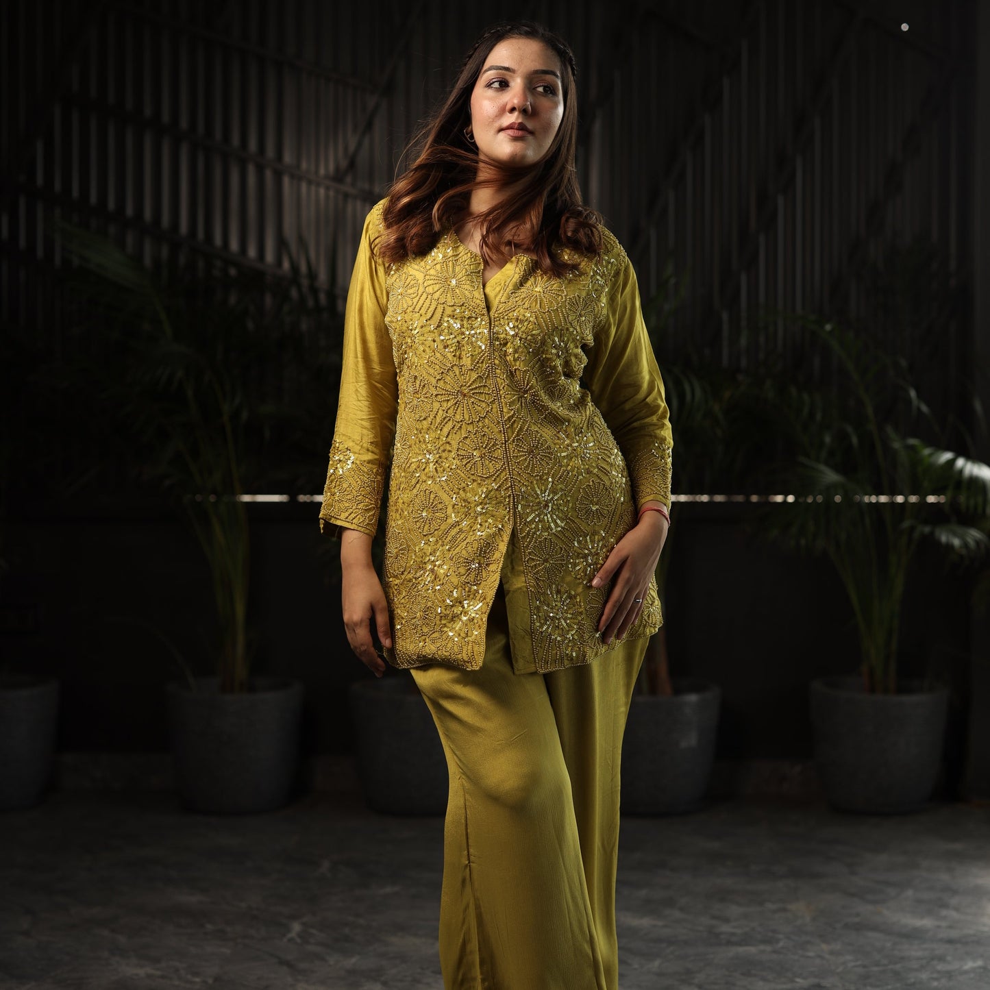 Pista Heavy Embroidery Coord Set