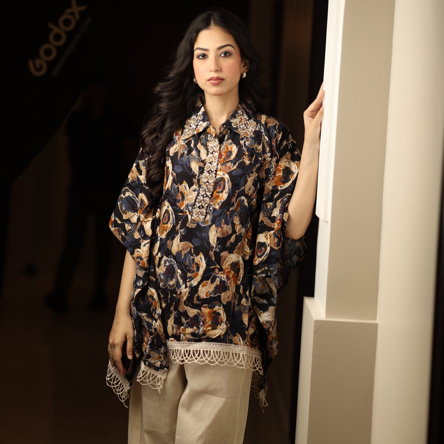 Dark Blue Print Flowers Coord Set