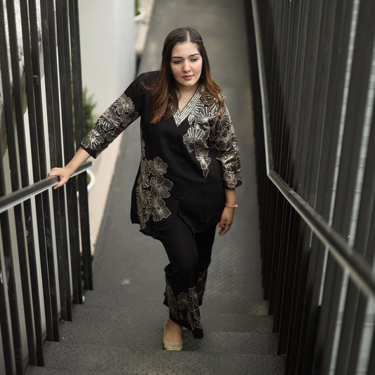 Black Shimmery Designer Coord Set