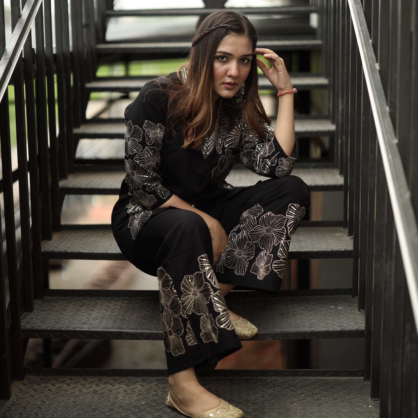 Black Shimmery Designer Coord Set