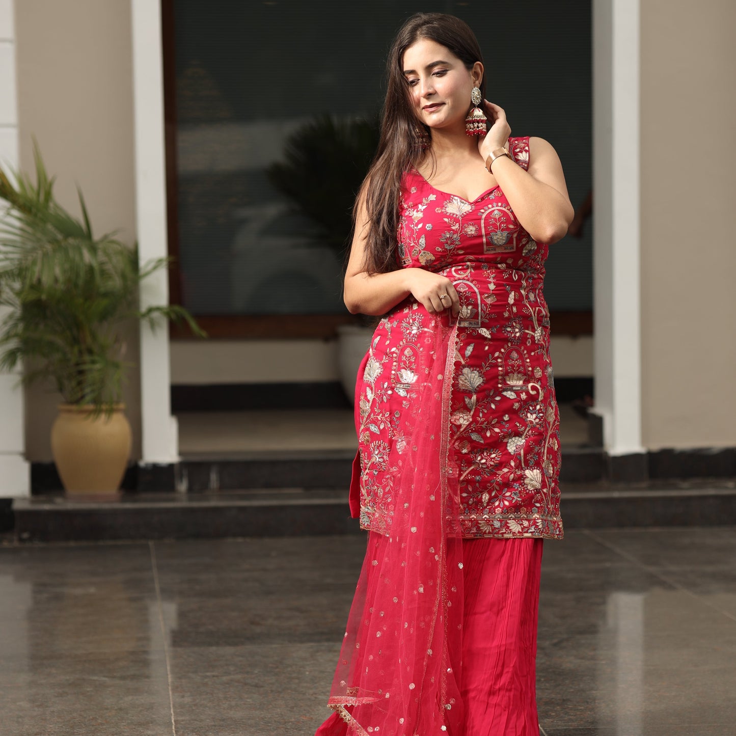 Red Shimmery Suit