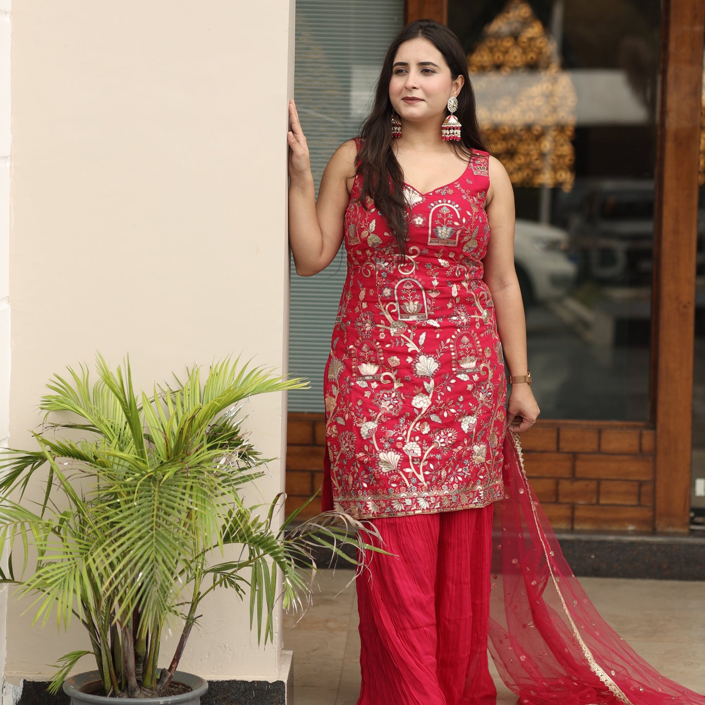 Red Shimmery Suit