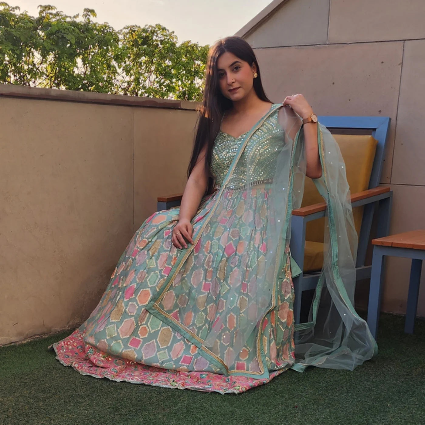 Pista Mirror Work Lehnga