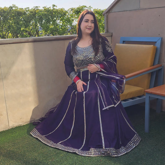 Purple Work Lehnga