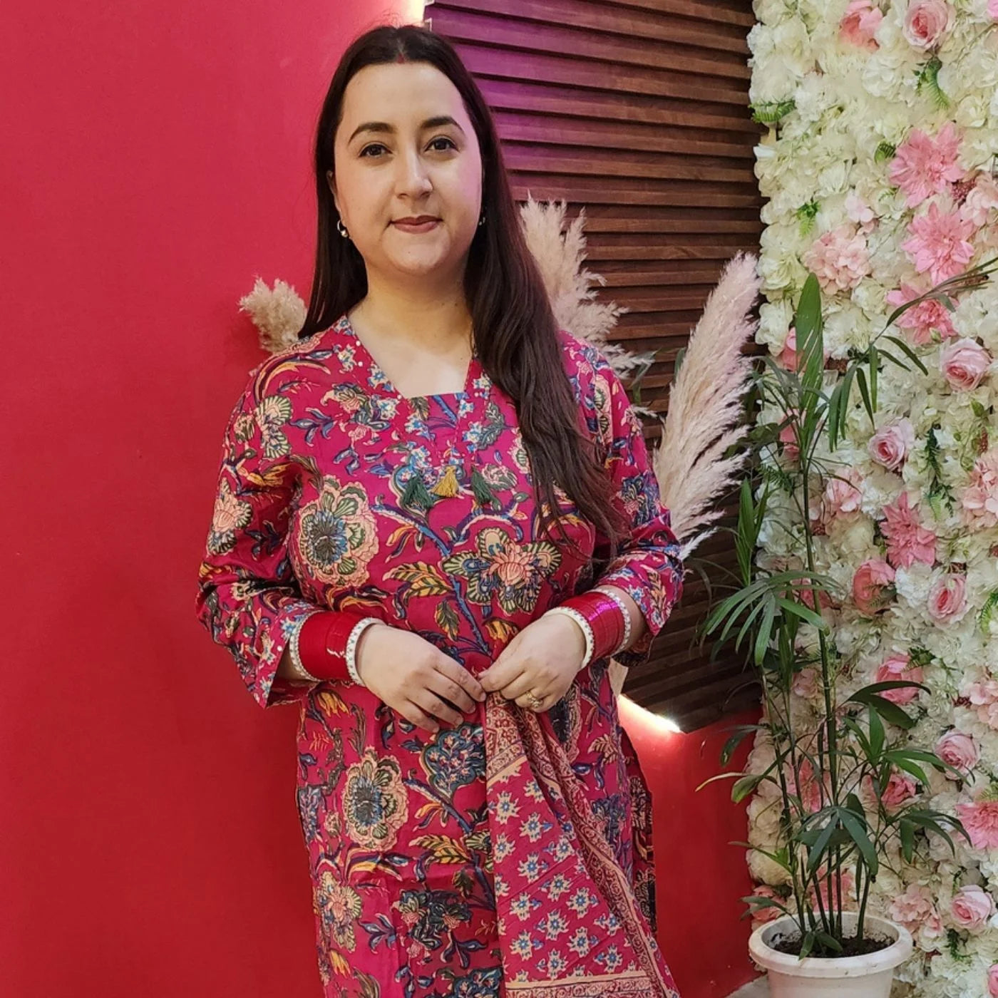 Hot Pink Cotton Suit