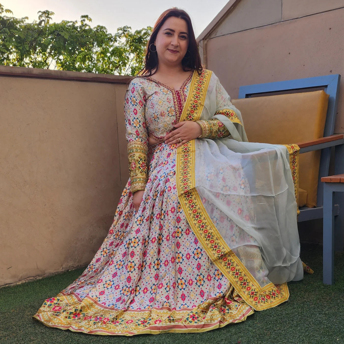 White Lehnga with Designer Choli