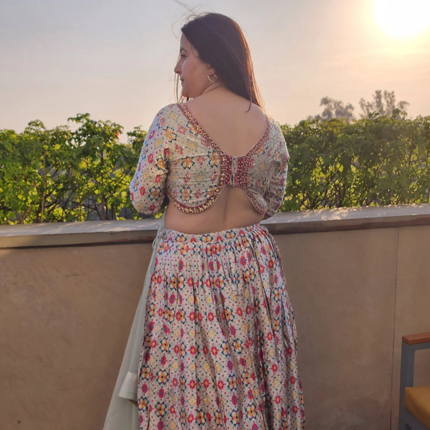 White Lehnga with Designer Choli