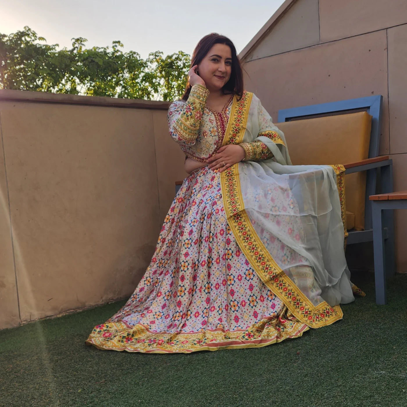 White Lehnga with Designer Choli