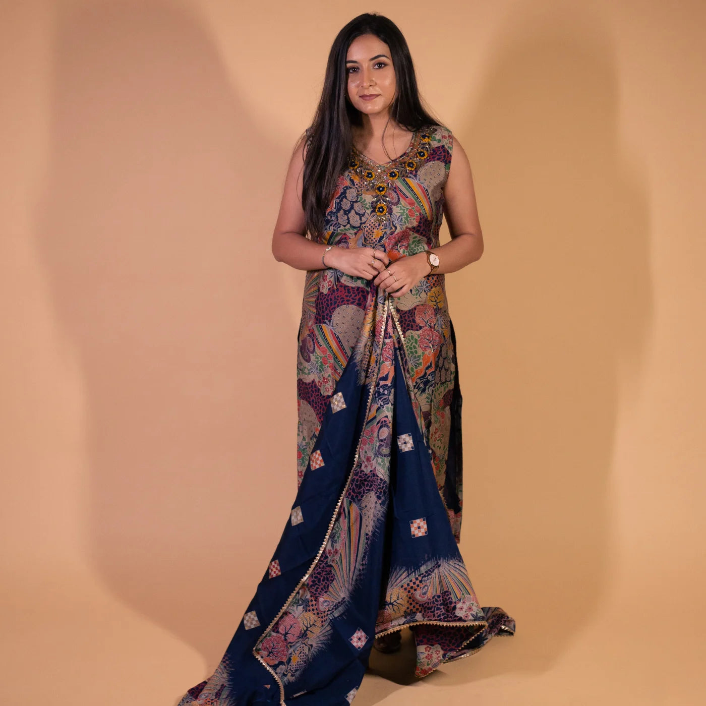 Navy Blue Embroider Suit