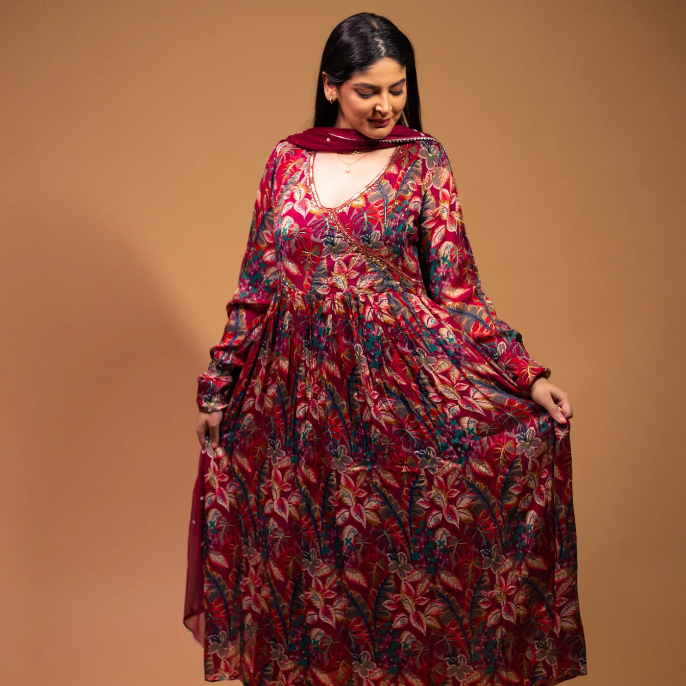 Cherry Red Frock Suit