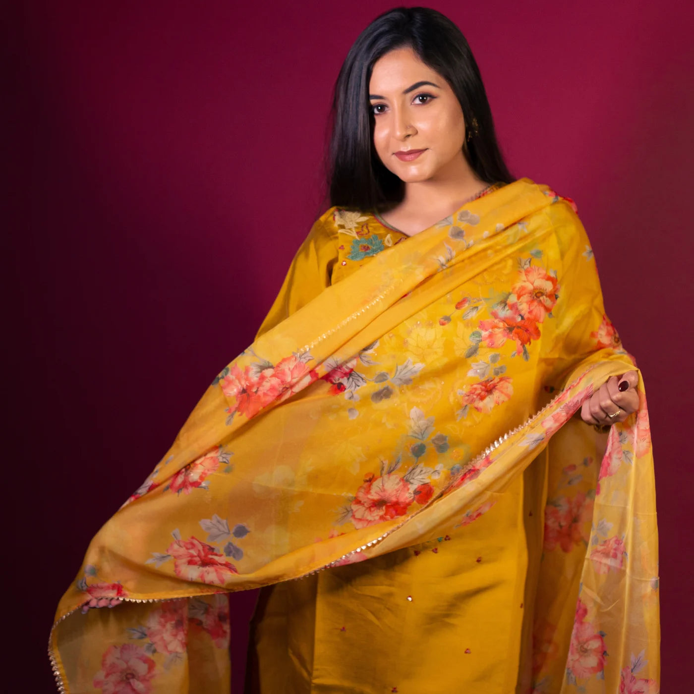 Mustard Organza Suit