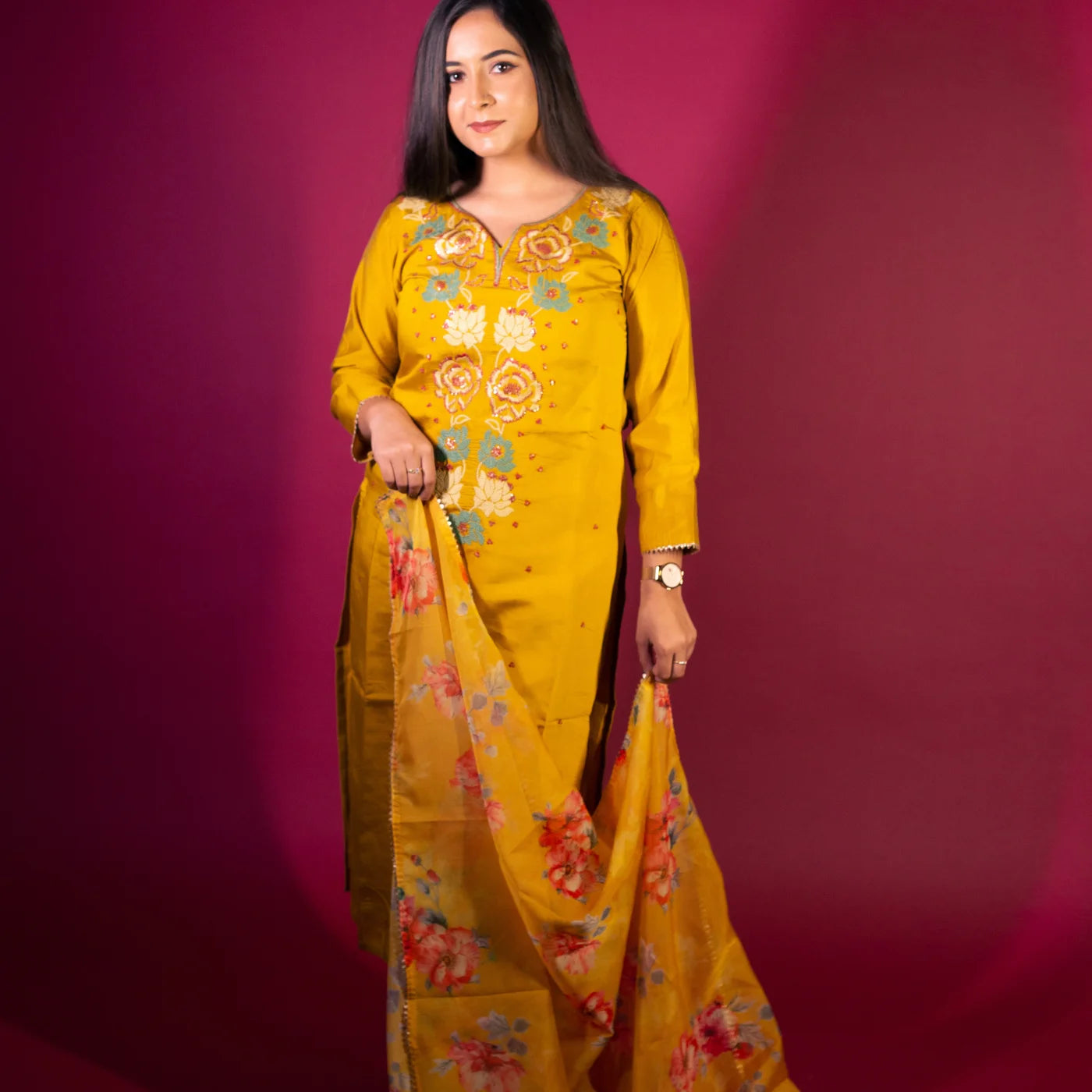 Mustard Organza Suit
