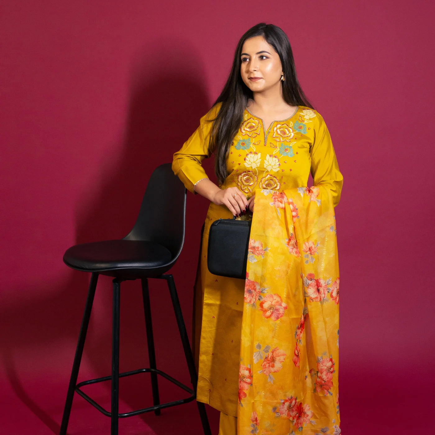 Mustard Organza Suit