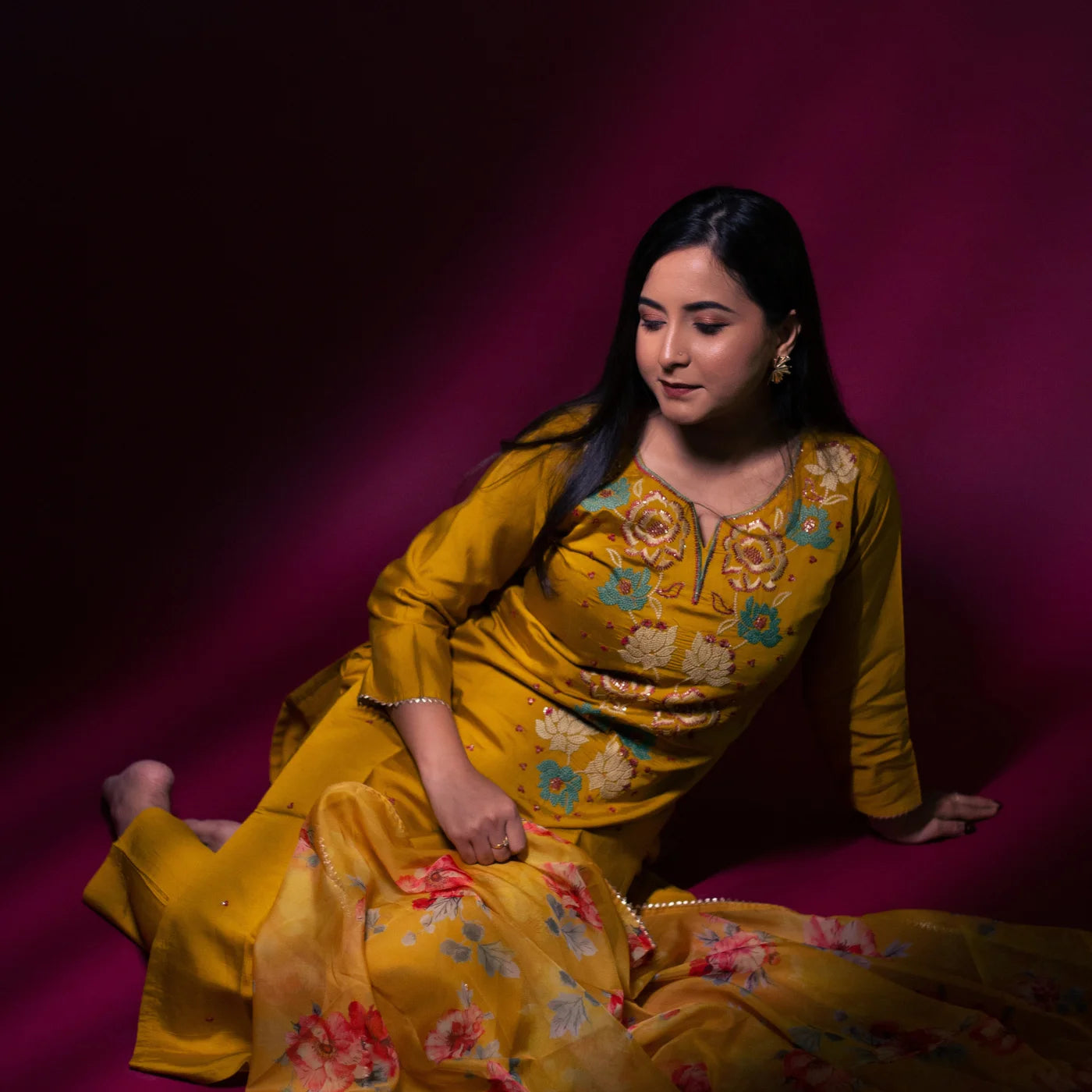 Mustard Organza Suit