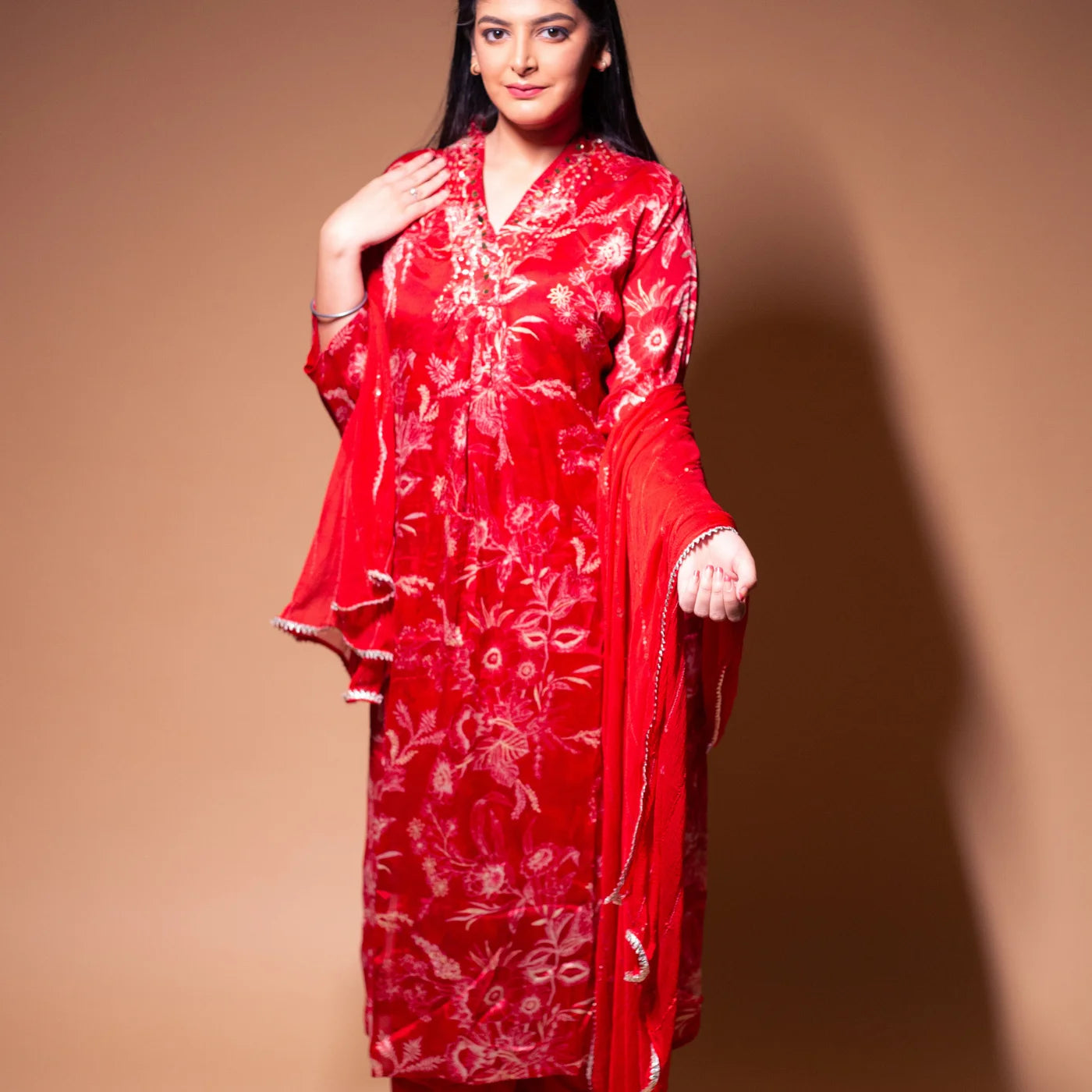 Red Leaf Flower Suit
