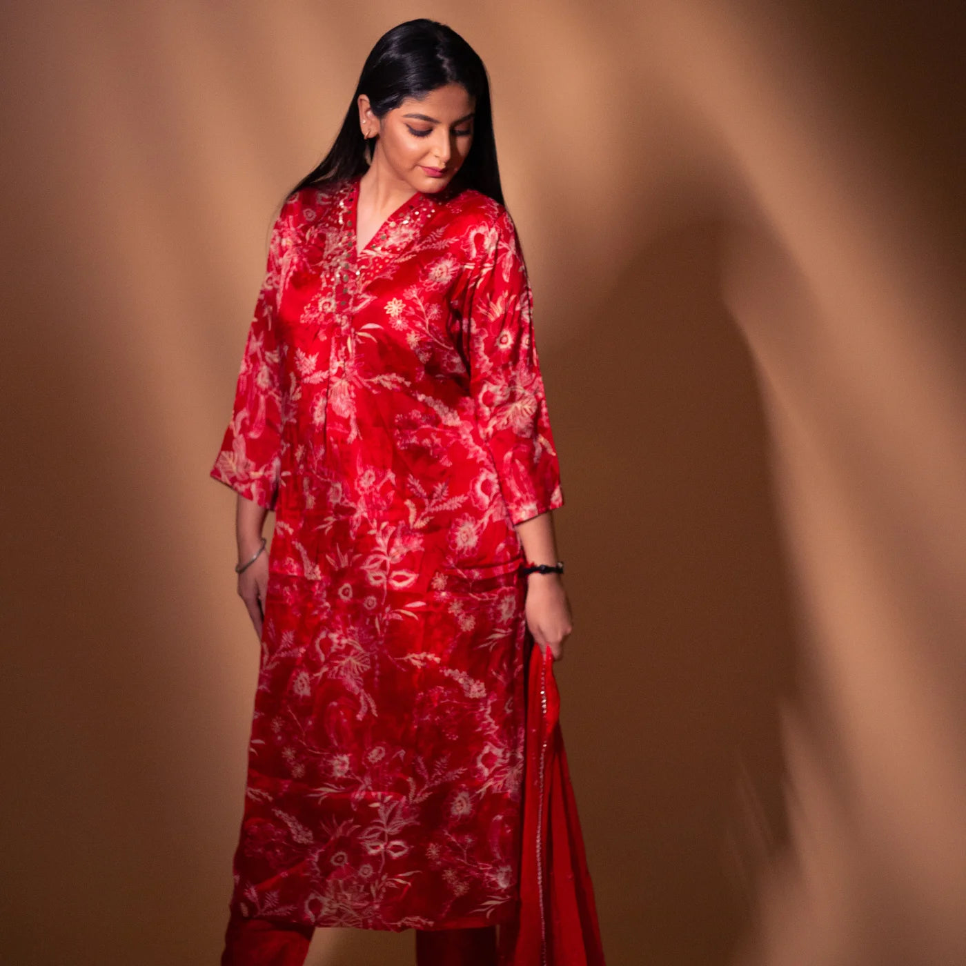 Red Leaf Flower Suit