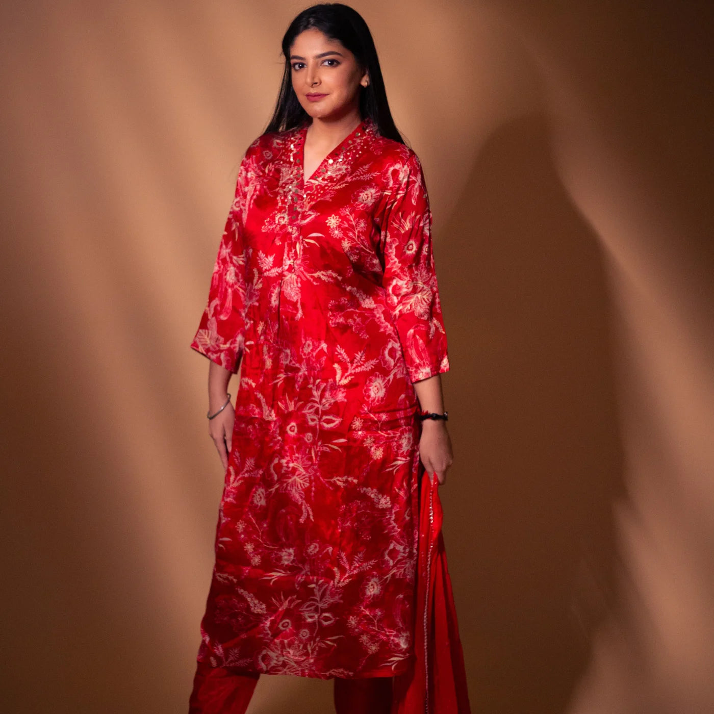 Red Leaf Flower Suit