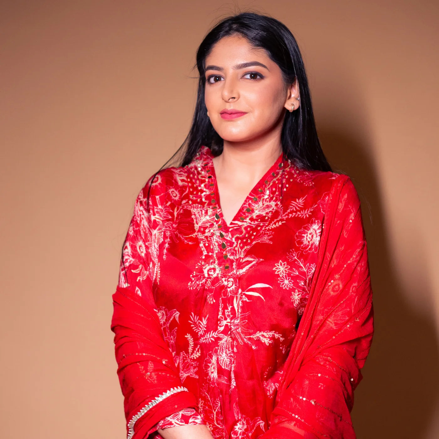 Red Leaf Flower Suit