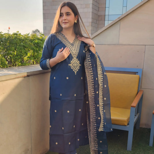 Greenish Blue Kadhai Suit