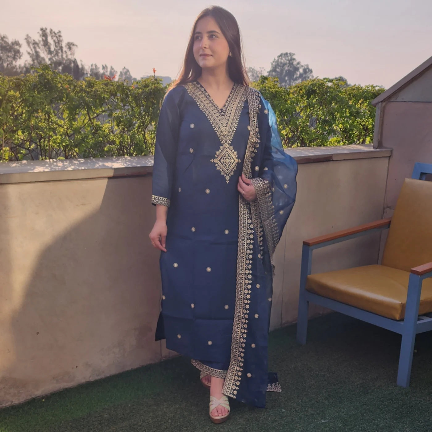 Greenish Blue Kadhai Suit