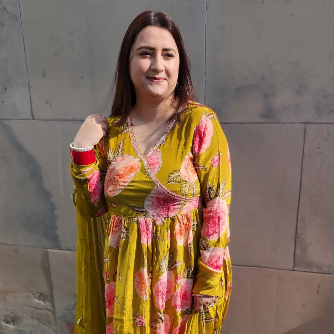 Mehndi Foral A-line Frock Suit