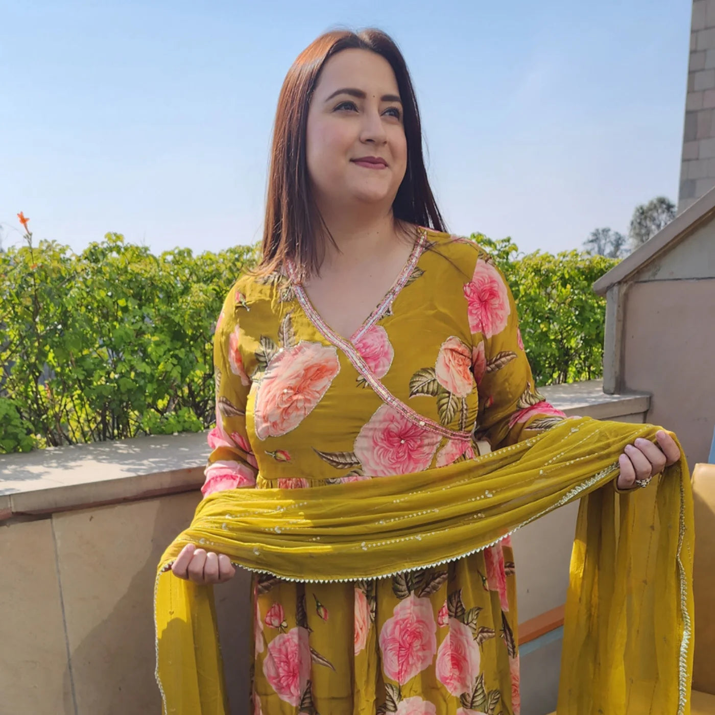 Mehndi Foral A-line Frock Suit