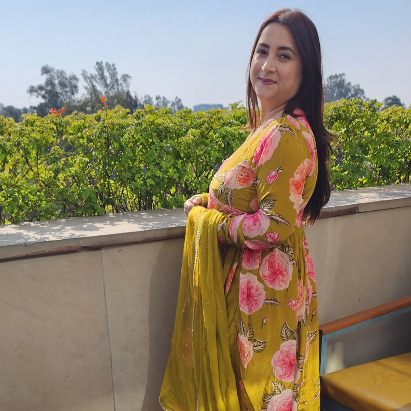 Mehndi Foral A-line Frock Suit