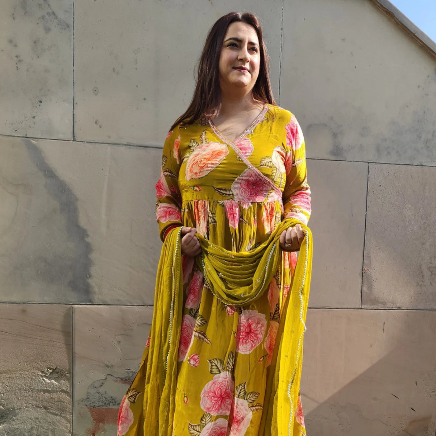 Mehndi Foral A-line Frock Suit