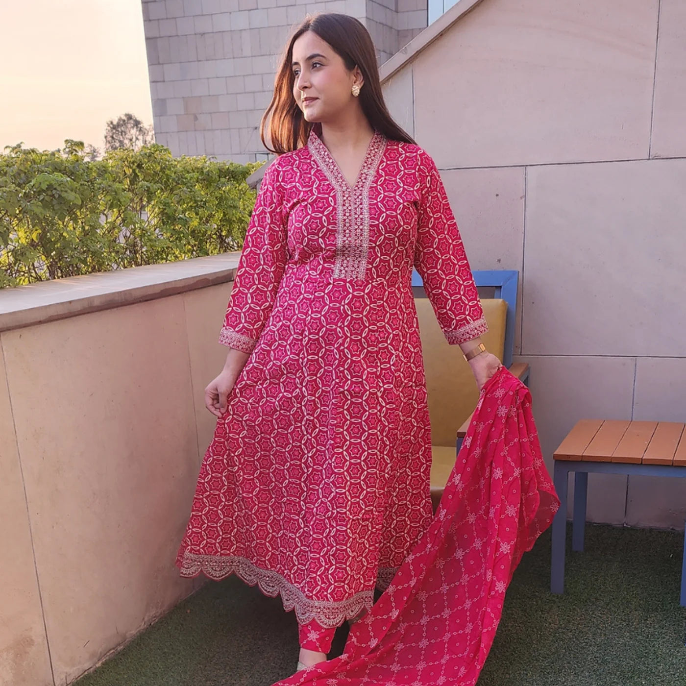 Pink Frock Cotton Suit