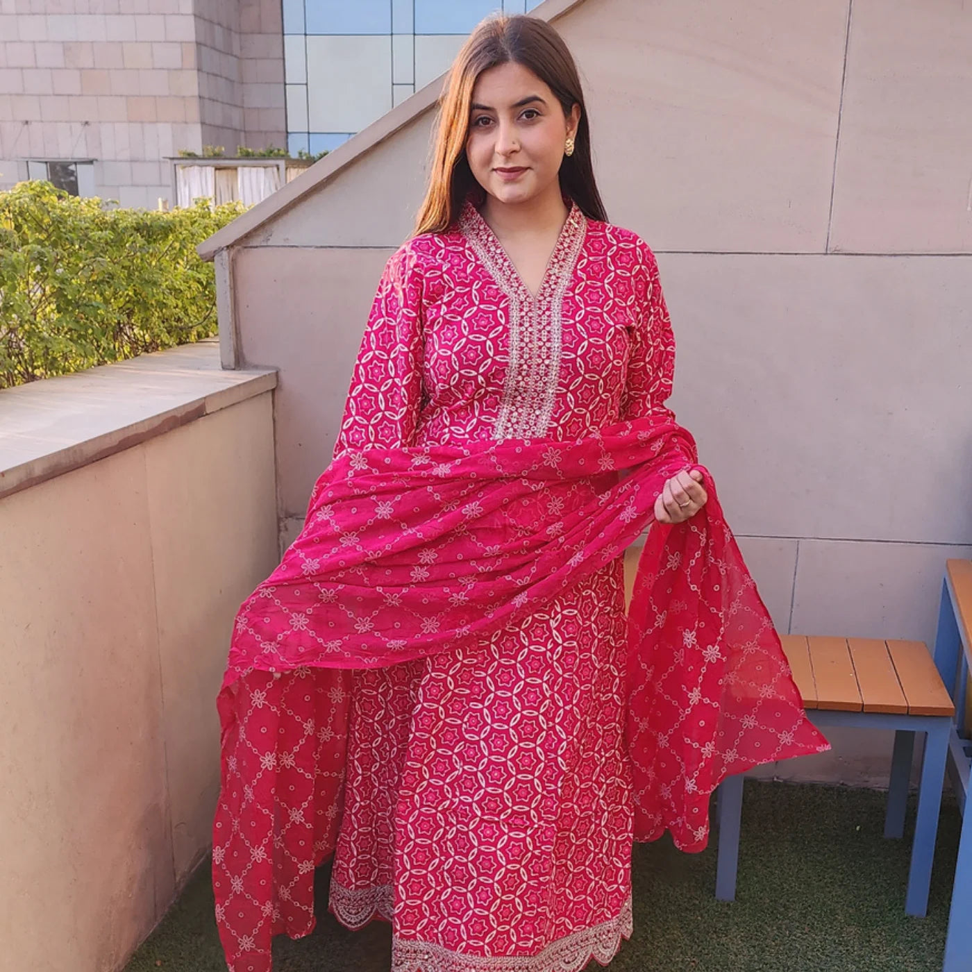 Pink Frock Cotton Suit