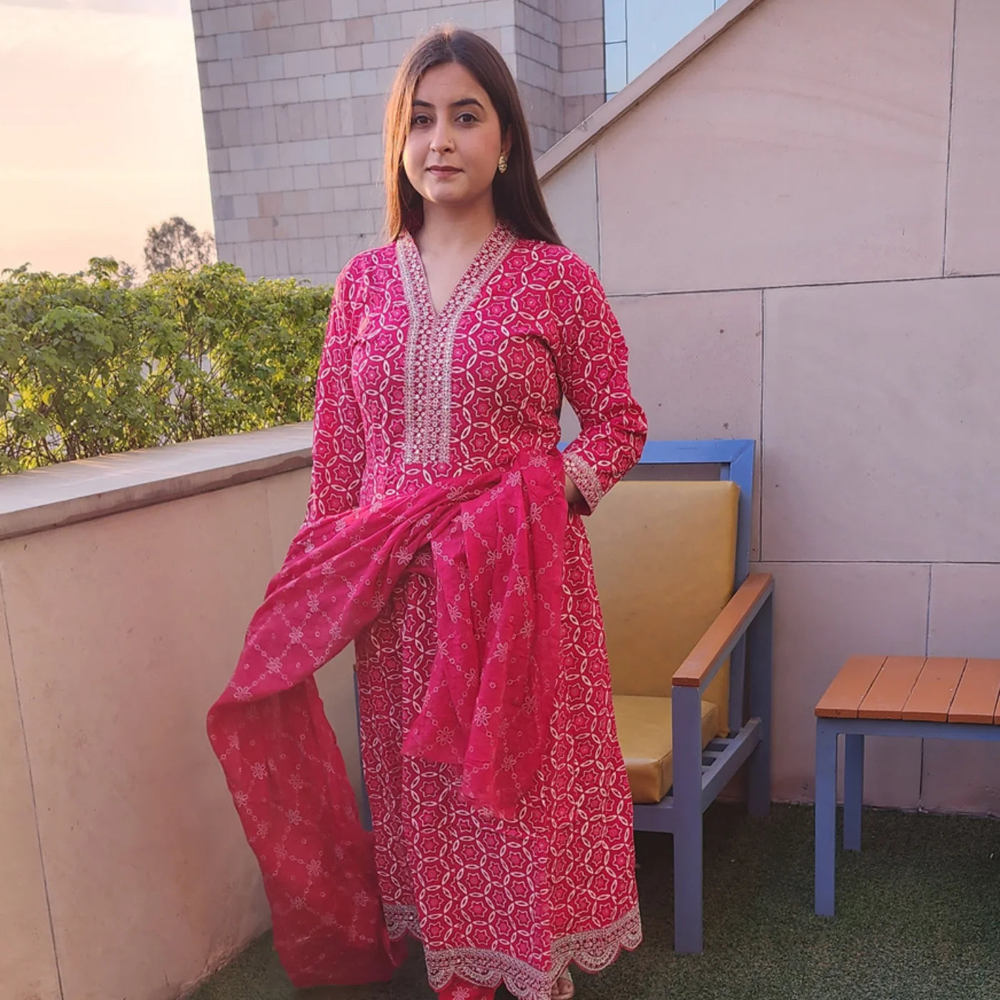 Pink Frock Cotton Suit