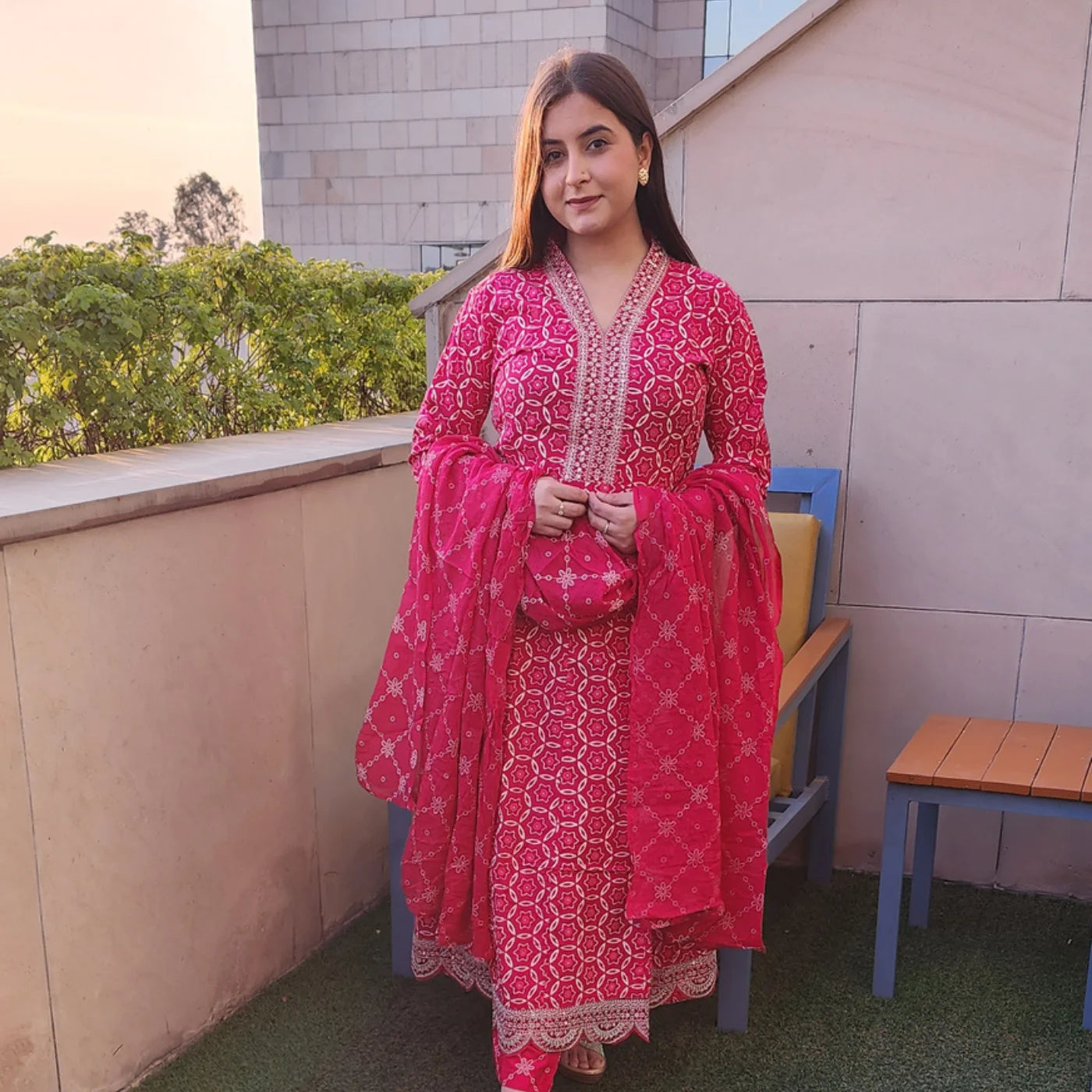 Pink Frock Cotton Suit