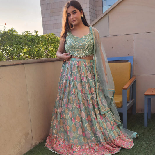 Pista Mirror Work Lehnga
