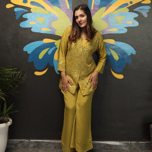 Pista Heavy Embroidery Coord Set