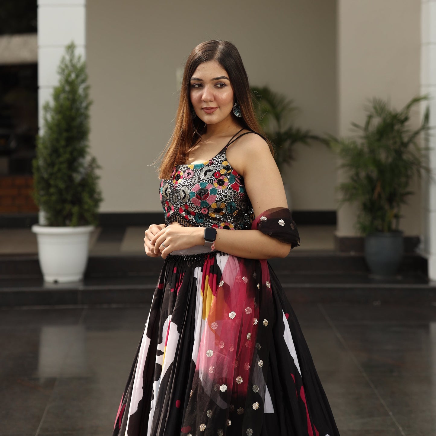Heavy Black Pink Lehnga