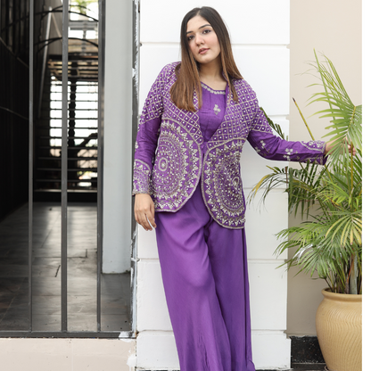 Purple Coord Set with Jacket