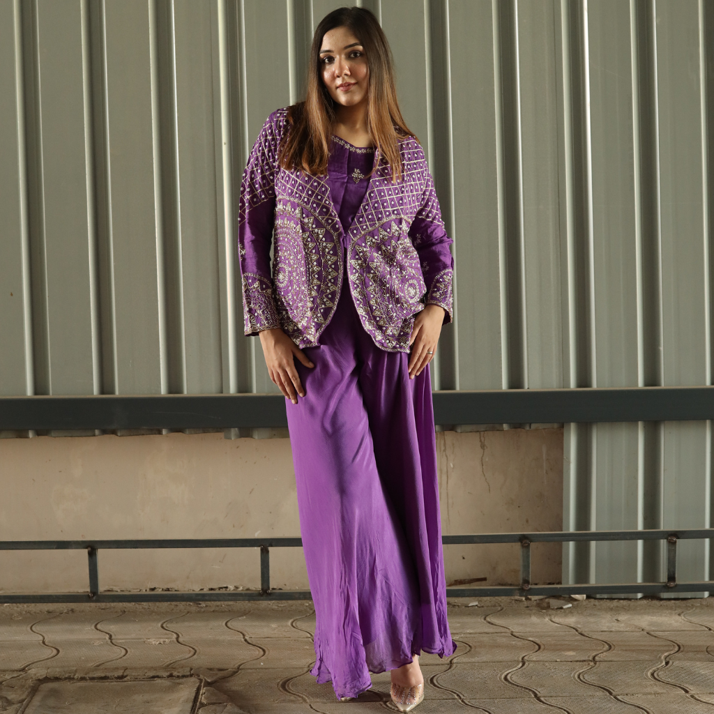 Purple Coord Set with Jacket