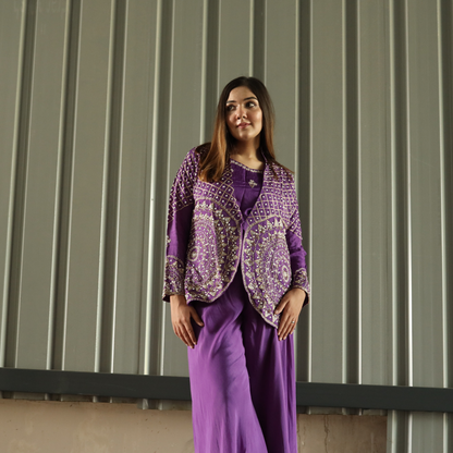 Purple Coord Set with Jacket