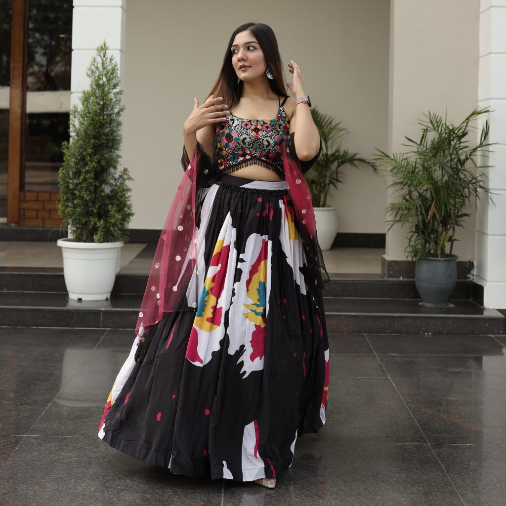 Heavy Black Pink Lehnga