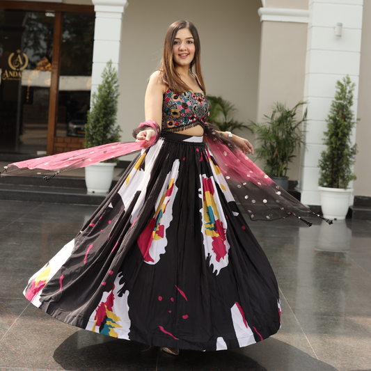 Heavy Black Pink Lehnga