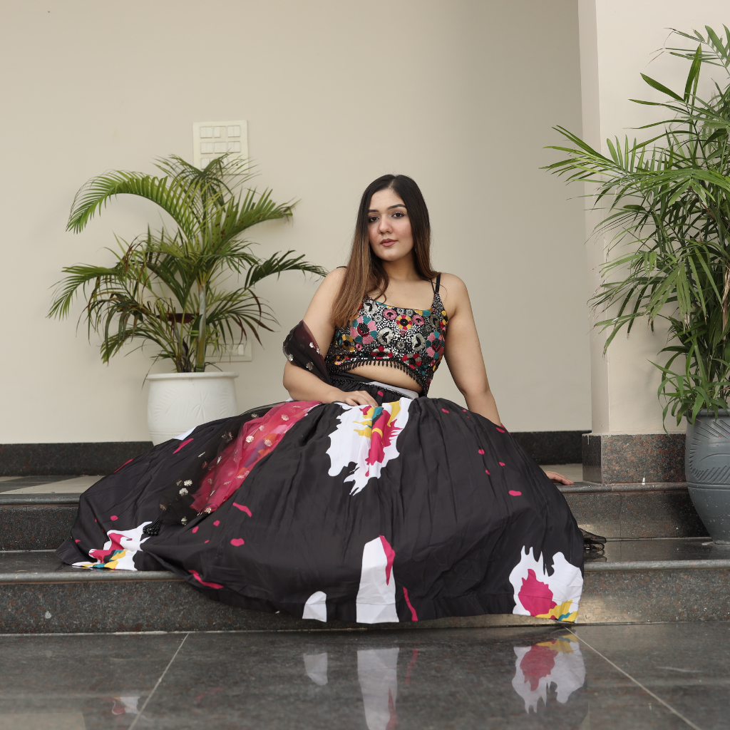 Heavy Black Pink Lehnga