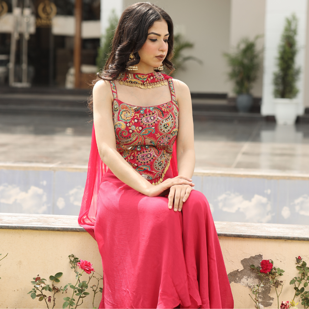 Hot pink festive suit